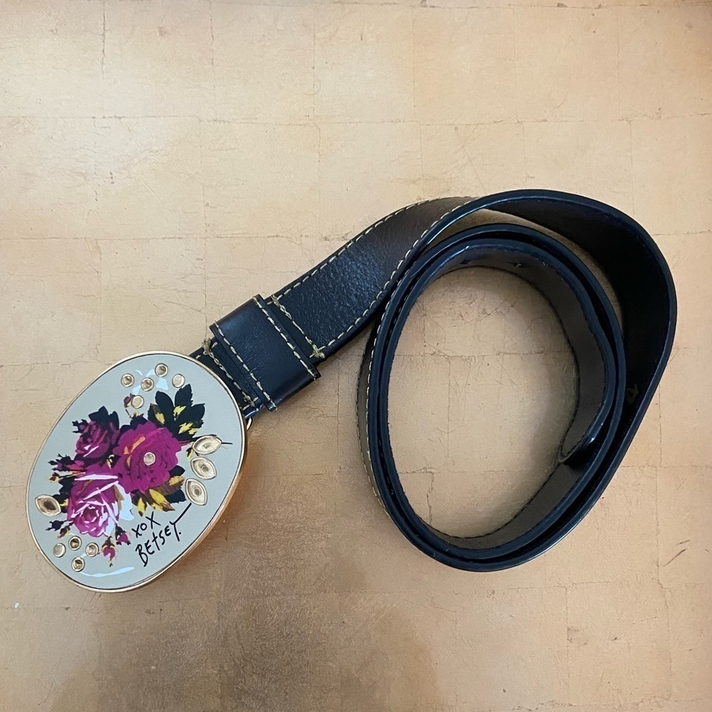 Betsey Johnson Flower Power Leather Belt